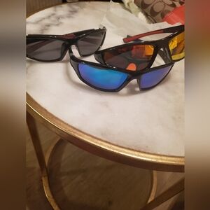 Sunglass Bundle 3 Pair Polarized Shades All Weather Unisex Black Blue Orange New